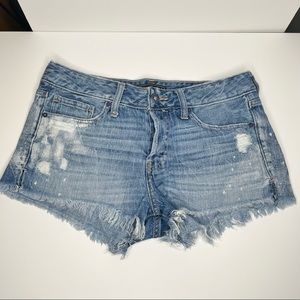 Abercrombie & Fitch Denim Shorts High Rise Distressed Raw Hem Size 28